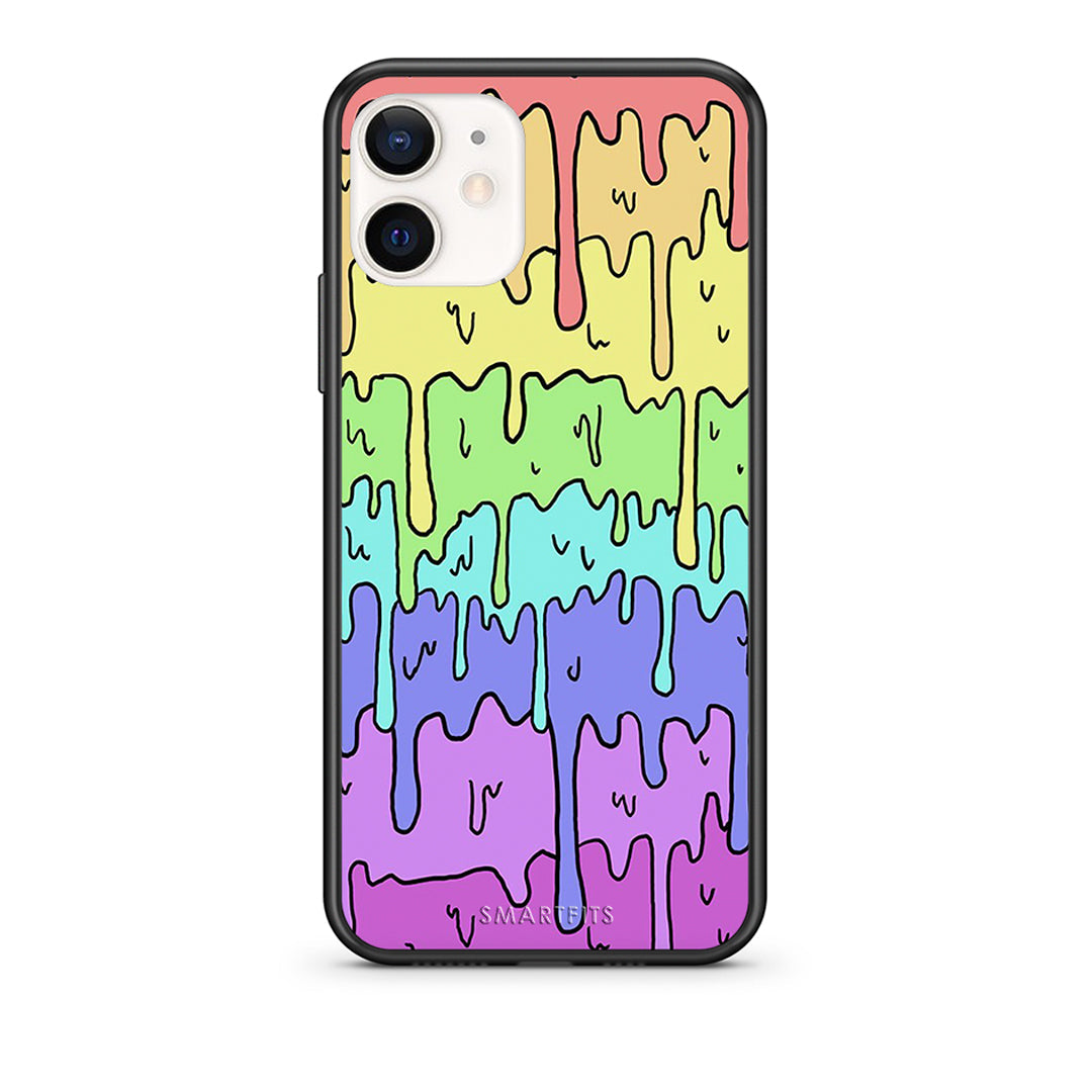 Θήκη iPhone 12 Mini Melting Rainbow από τη Smartfits με σχέδιο στο πίσω μέρος και μαύρο περίβλημα | iPhone 12 Mini Melting Rainbow case with colorful back and black bezels