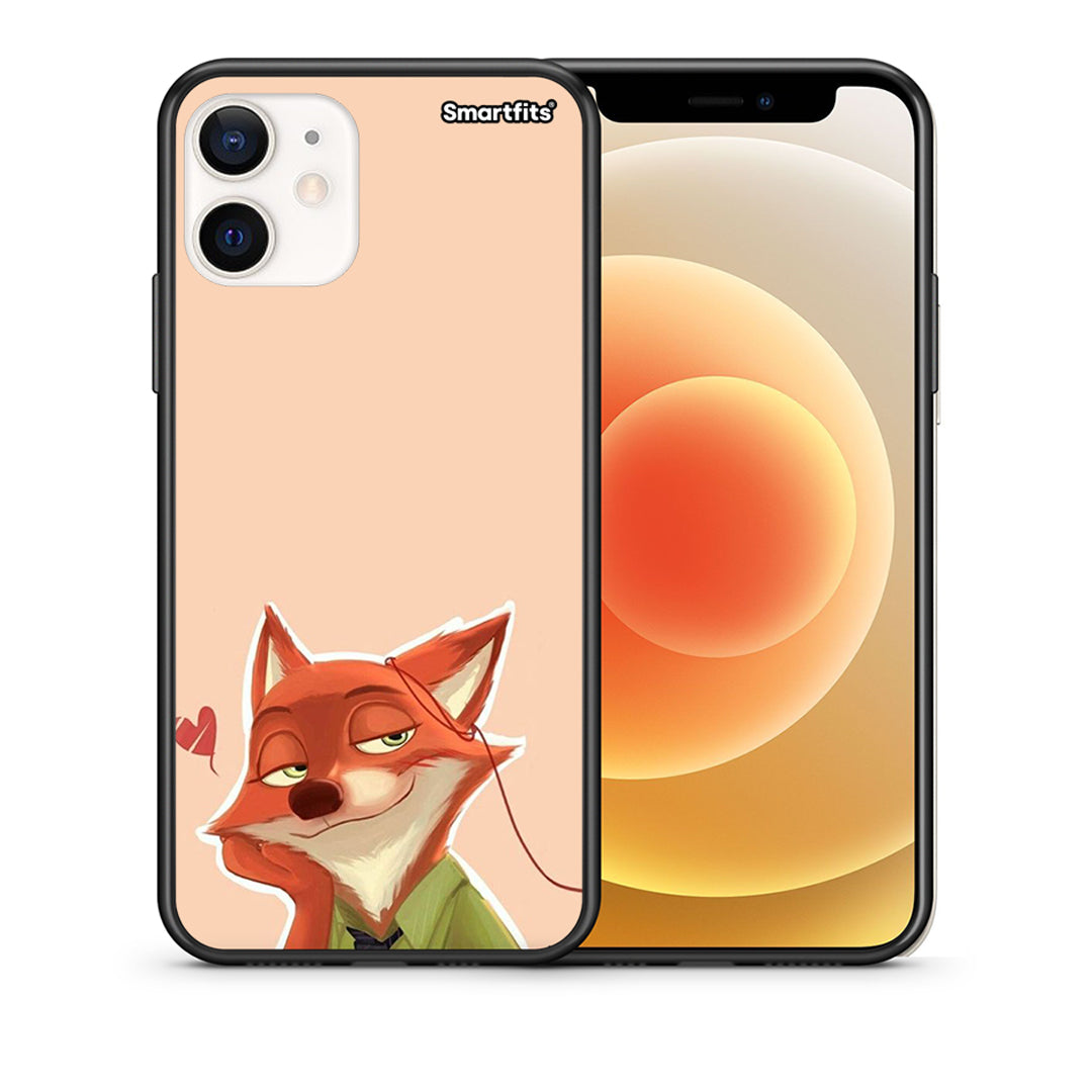 Θήκη iPhone 12 Mini Nick Wilde And Judy Hopps Love 1 από τη Smartfits με σχέδιο στο πίσω μέρος και μαύρο περίβλημα | iPhone 12 Mini Nick Wilde And Judy Hopps Love 1 case with colorful back and black bezels