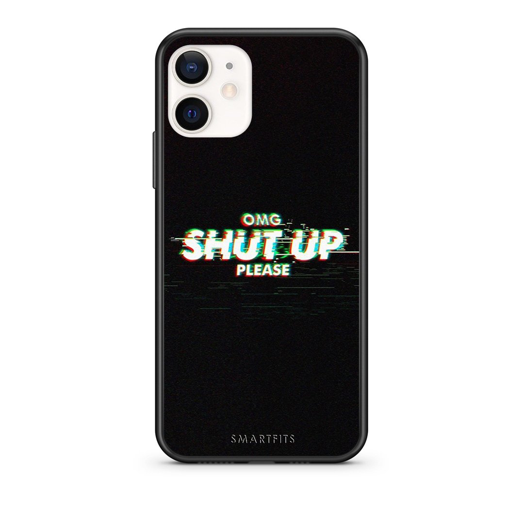 Θήκη iPhone 12 Mini OMG ShutUp από τη Smartfits με σχέδιο στο πίσω μέρος και μαύρο περίβλημα | iPhone 12 Mini OMG ShutUp case with colorful back and black bezels