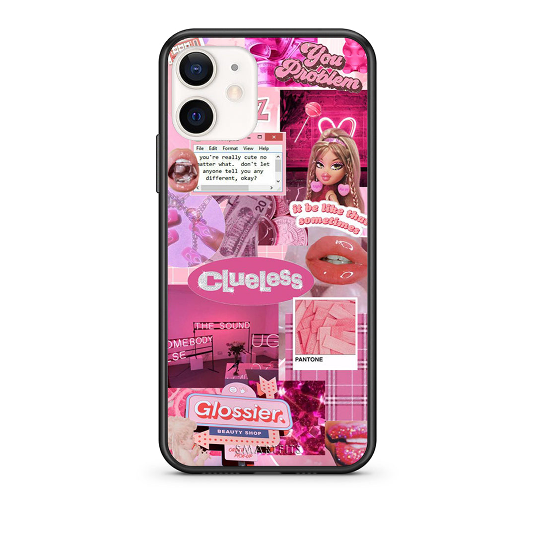 Θήκη Αγίου Βαλεντίνου iPhone 12 Mini Pink Love από τη Smartfits με σχέδιο στο πίσω μέρος και μαύρο περίβλημα | iPhone 12 Mini Pink Love case with colorful back and black bezels