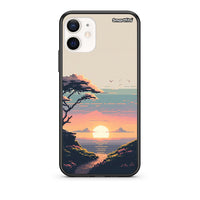 Thumbnail for Θήκη iPhone 12 Mini Pixel Sunset από τη Smartfits με σχέδιο στο πίσω μέρος και μαύρο περίβλημα | iPhone 12 Mini Pixel Sunset case with colorful back and black bezels