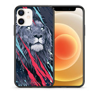 Thumbnail for Θήκη iPhone 12 Mini Lion Designer PopArt από τη Smartfits με σχέδιο στο πίσω μέρος και μαύρο περίβλημα | iPhone 12 Mini Lion Designer PopArt case with colorful back and black bezels