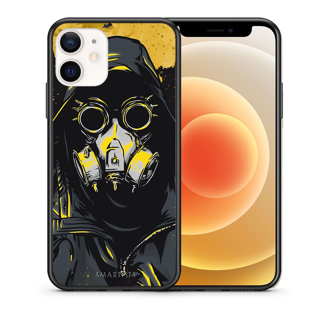 Θήκη iPhone 12 Mini Mask PopArt από τη Smartfits με σχέδιο στο πίσω μέρος και μαύρο περίβλημα | iPhone 12 Mini Mask PopArt case with colorful back and black bezels