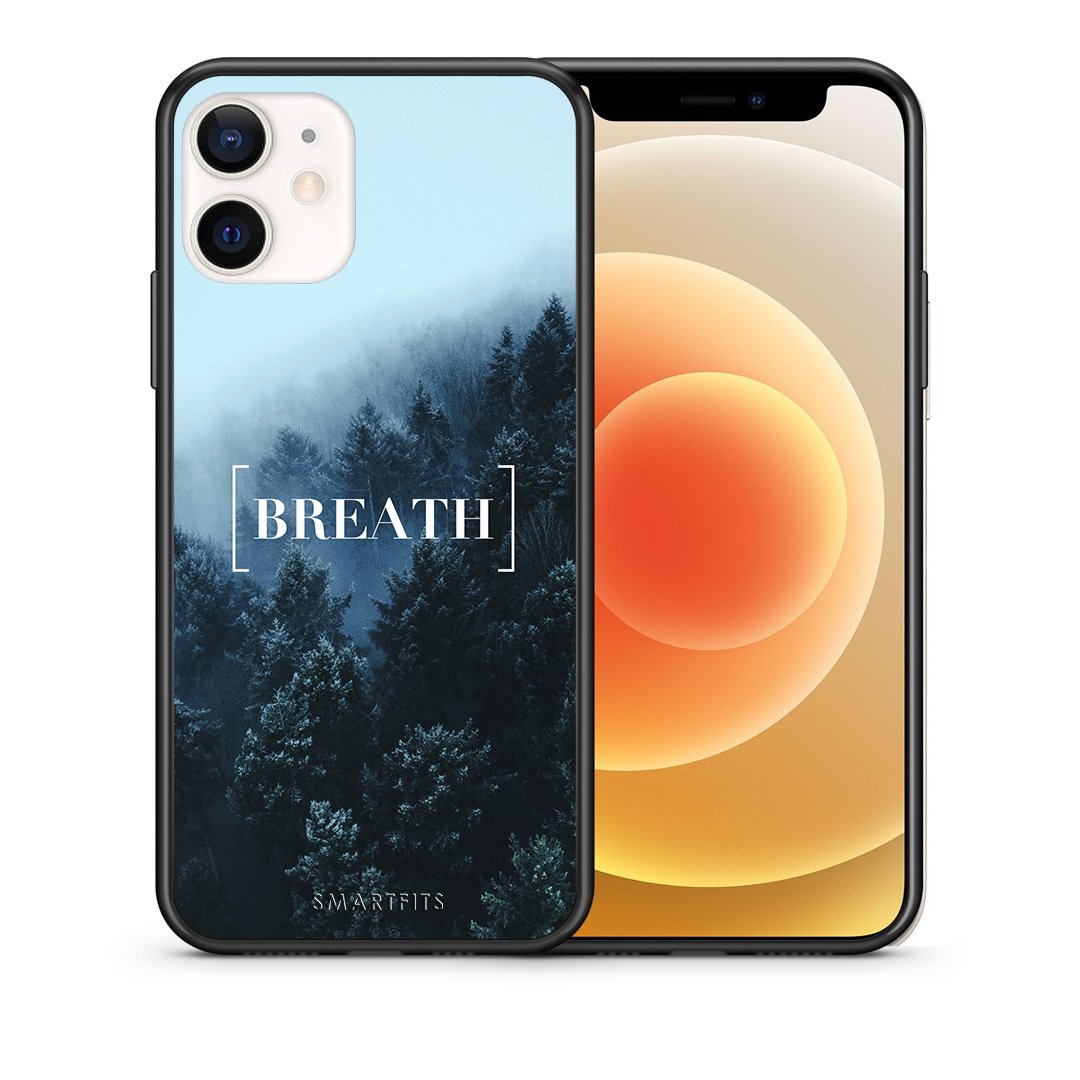 Θήκη iPhone 12 Mini Breath Quote από τη Smartfits με σχέδιο στο πίσω μέρος και μαύρο περίβλημα | iPhone 12 Mini Breath Quote case with colorful back and black bezels