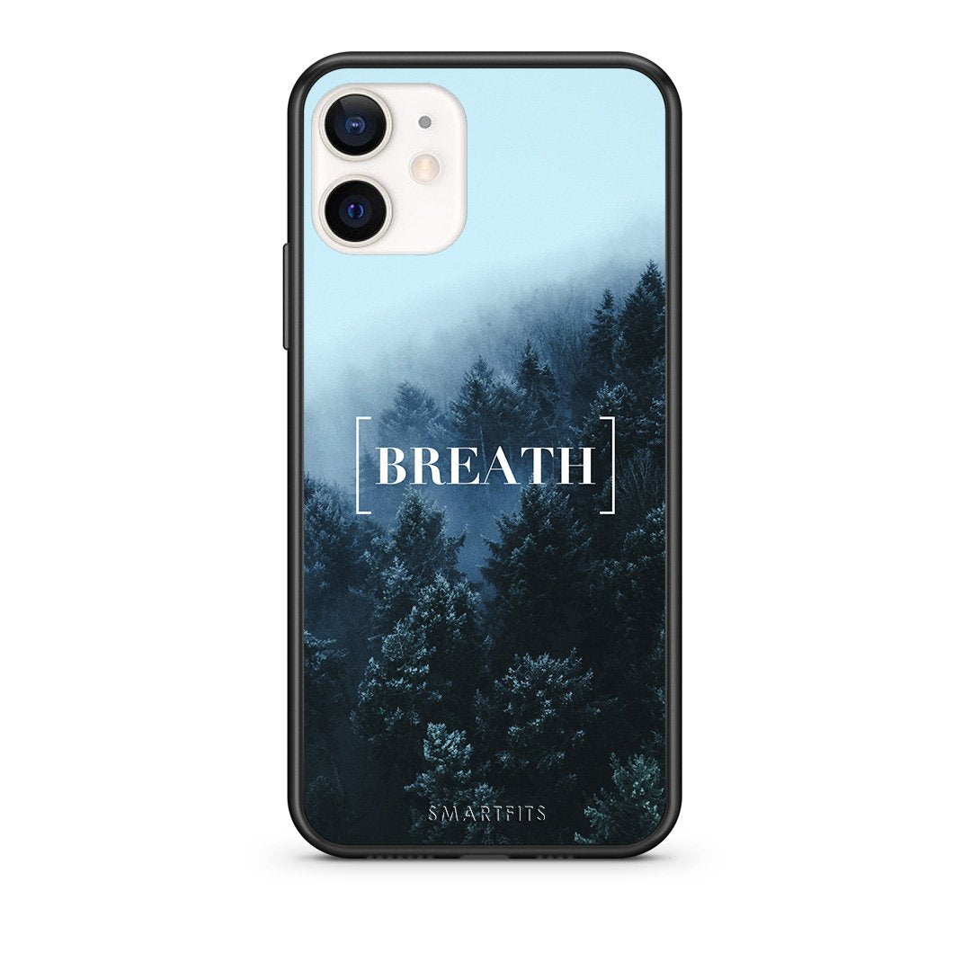 Θήκη iPhone 12 Mini Breath Quote από τη Smartfits με σχέδιο στο πίσω μέρος και μαύρο περίβλημα | iPhone 12 Mini Breath Quote case with colorful back and black bezels