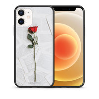 Thumbnail for Θήκη iPhone 12 Mini Red Rose από τη Smartfits με σχέδιο στο πίσω μέρος και μαύρο περίβλημα | iPhone 12 Mini Red Rose case with colorful back and black bezels