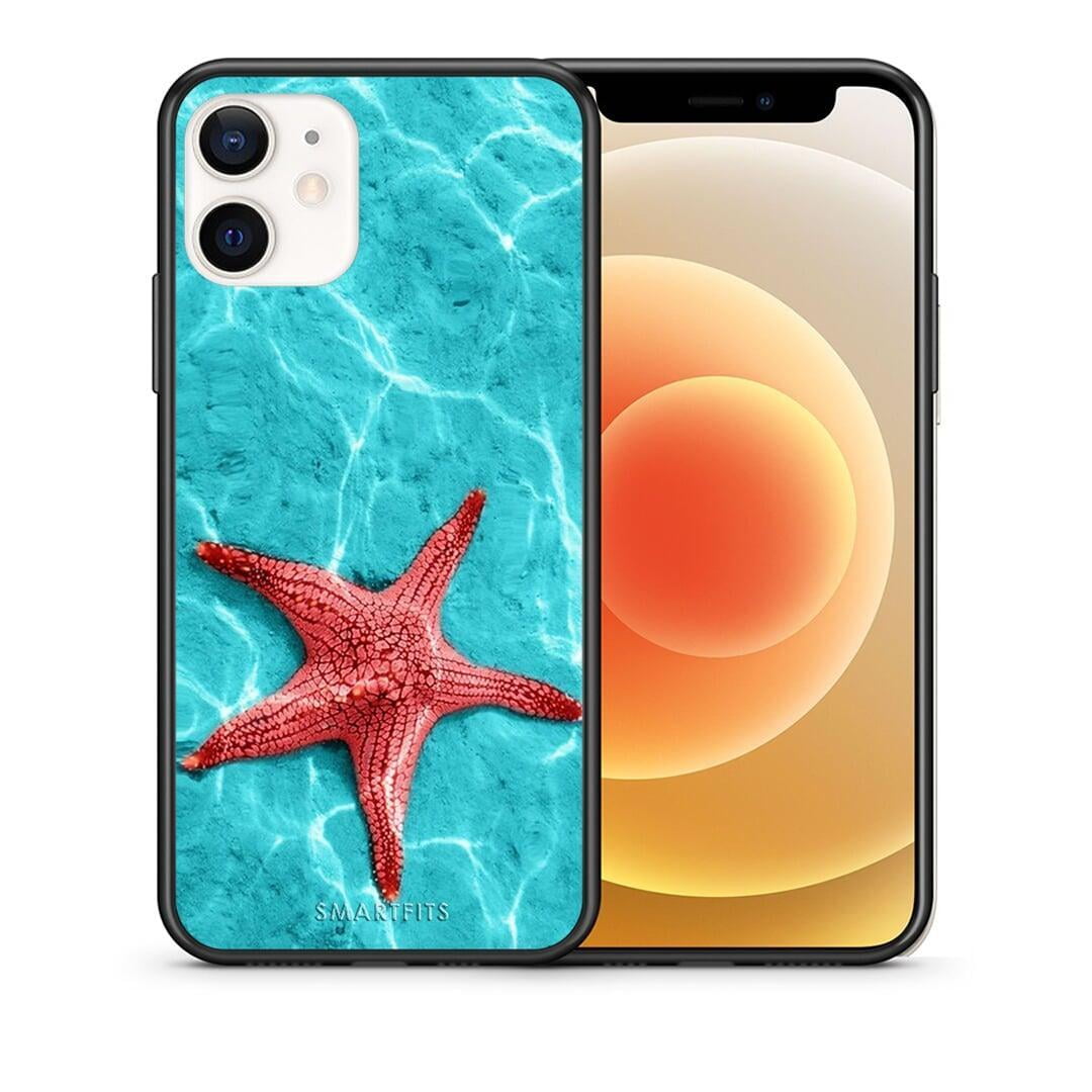 Θήκη iPhone 12 Mini Red Starfish από τη Smartfits με σχέδιο στο πίσω μέρος και μαύρο περίβλημα | iPhone 12 Mini Red Starfish case with colorful back and black bezels