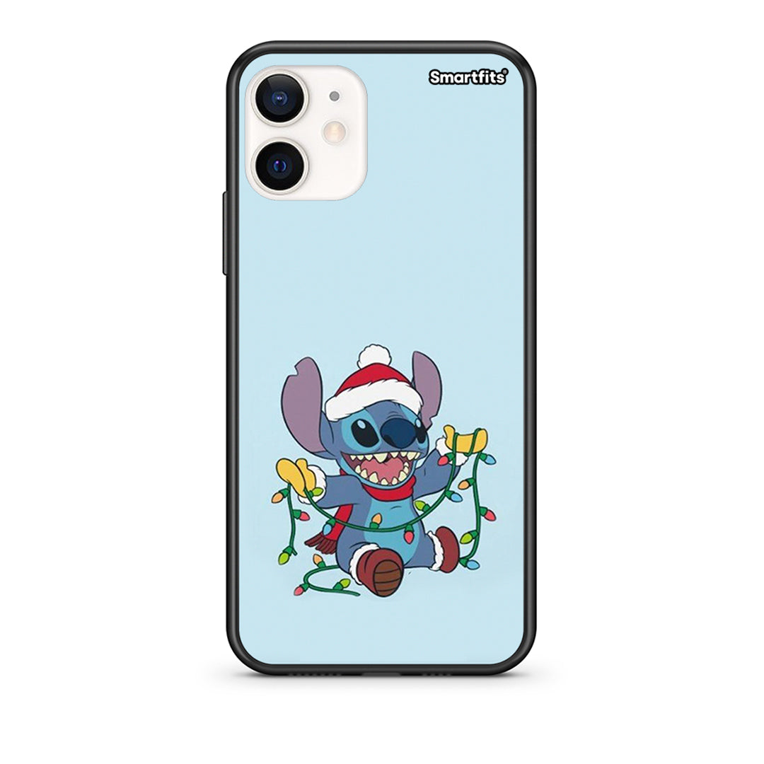 Θήκη iPhone 12 Mini Santa Stich από τη Smartfits με σχέδιο στο πίσω μέρος και μαύρο περίβλημα | iPhone 12 Mini Santa Stich case with colorful back and black bezels