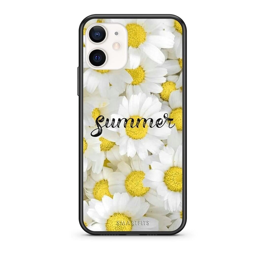 Θήκη iPhone 12 Mini Summer Daisies από τη Smartfits με σχέδιο στο πίσω μέρος και μαύρο περίβλημα | iPhone 12 Mini Summer Daisies case with colorful back and black bezels