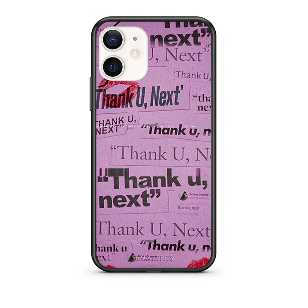 Θήκη Αγίου Βαλεντίνου iPhone 12 Mini Thank You Next από τη Smartfits με σχέδιο στο πίσω μέρος και μαύρο περίβλημα | iPhone 12 Mini Thank You Next case with colorful back and black bezels