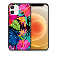 Thumbnail for Θήκη iPhone 12 Mini Tropical Flowers από τη Smartfits με σχέδιο στο πίσω μέρος και μαύρο περίβλημα | iPhone 12 Mini Tropical Flowers case with colorful back and black bezels