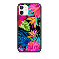 Thumbnail for Θήκη iPhone 12 Mini Tropical Flowers από τη Smartfits με σχέδιο στο πίσω μέρος και μαύρο περίβλημα | iPhone 12 Mini Tropical Flowers case with colorful back and black bezels