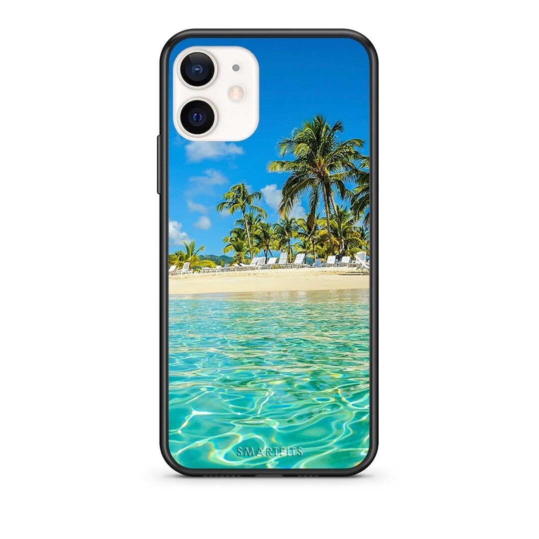 Θήκη iPhone 12 Mini Tropical Vibes από τη Smartfits με σχέδιο στο πίσω μέρος και μαύρο περίβλημα | iPhone 12 Mini Tropical Vibes case with colorful back and black bezels