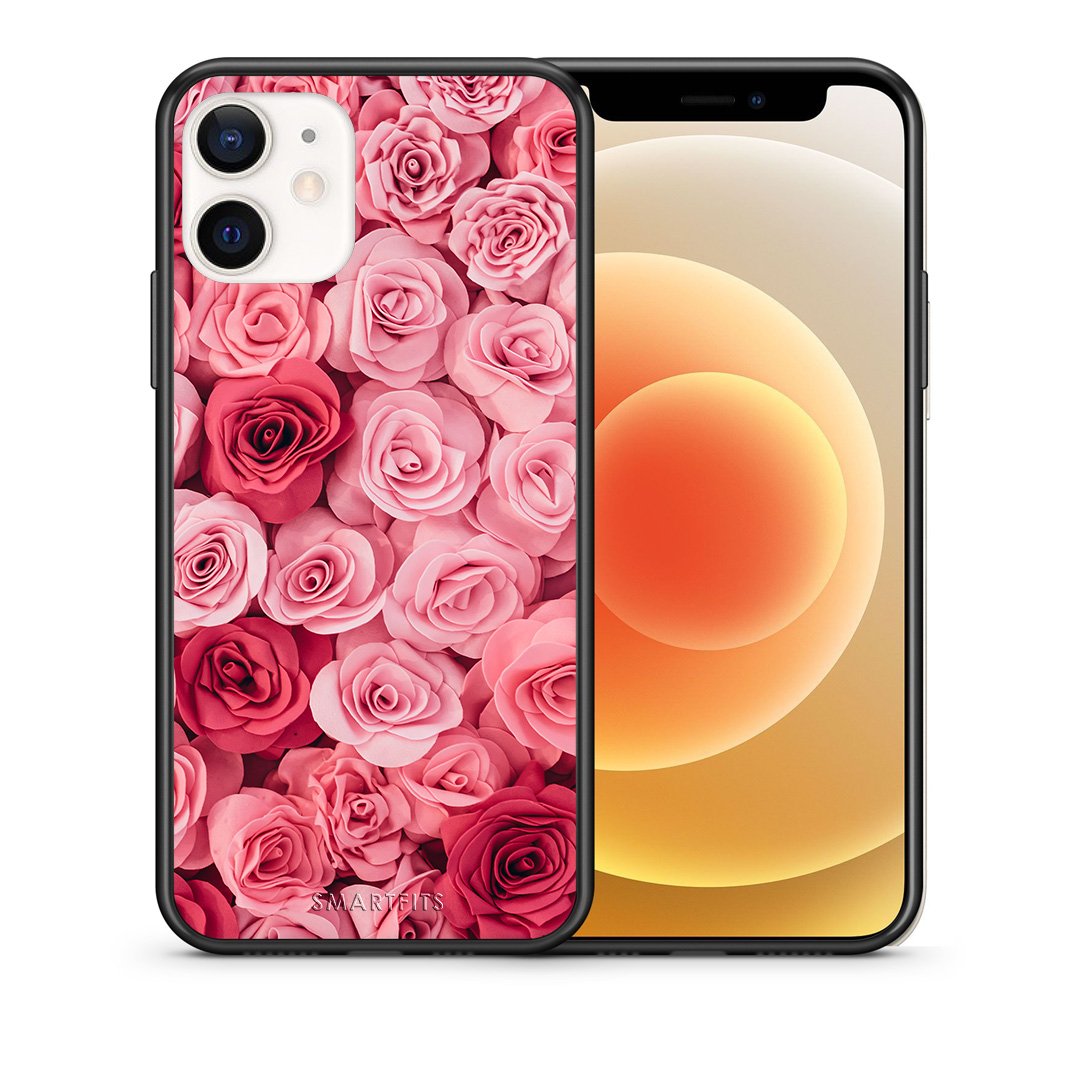 Θήκη iPhone 12 Mini RoseGarden Valentine από τη Smartfits με σχέδιο στο πίσω μέρος και μαύρο περίβλημα | iPhone 12 Mini RoseGarden Valentine case with colorful back and black bezels