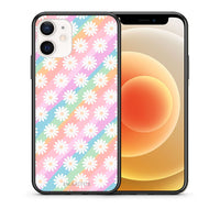 Thumbnail for Θήκη iPhone 12 Mini White Daisies από τη Smartfits με σχέδιο στο πίσω μέρος και μαύρο περίβλημα | iPhone 12 Mini White Daisies case with colorful back and black bezels