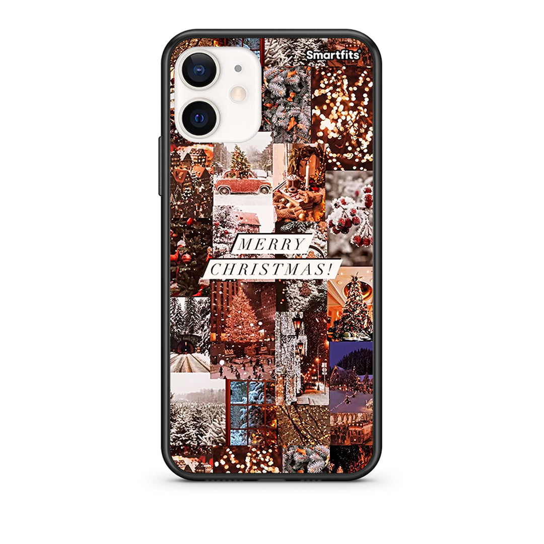 Θήκη iPhone 12 Mini Xmas Collage από τη Smartfits με σχέδιο στο πίσω μέρος και μαύρο περίβλημα | iPhone 12 Mini Xmas Collage case with colorful back and black bezels