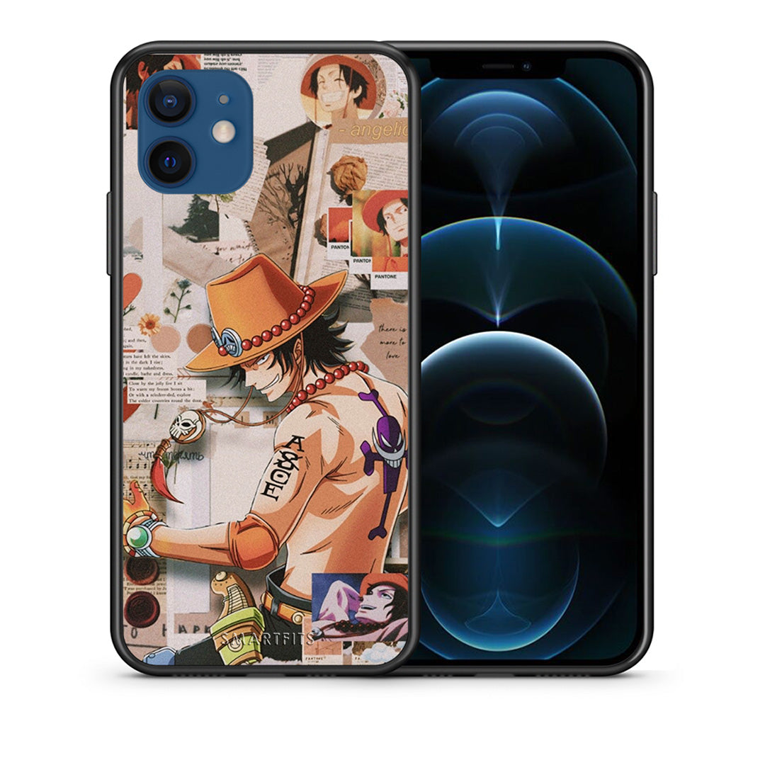 Θήκη iPhone 12 Anime Collage από τη Smartfits με σχέδιο στο πίσω μέρος και μαύρο περίβλημα | iPhone 12 Anime Collage case with colorful back and black bezels