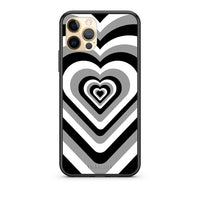 Thumbnail for Θήκη iPhone 12 Black Hearts από τη Smartfits με σχέδιο στο πίσω μέρος και μαύρο περίβλημα | iPhone 12 Black Hearts case with colorful back and black bezels