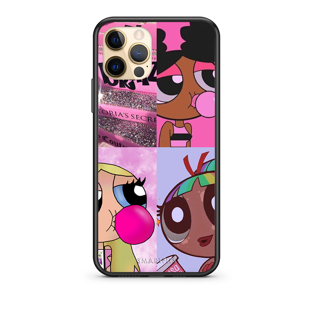 Θήκη Αγίου Βαλεντίνου iPhone 12 Bubble Girls από τη Smartfits με σχέδιο στο πίσω μέρος και μαύρο περίβλημα | iPhone 12 Bubble Girls case with colorful back and black bezels