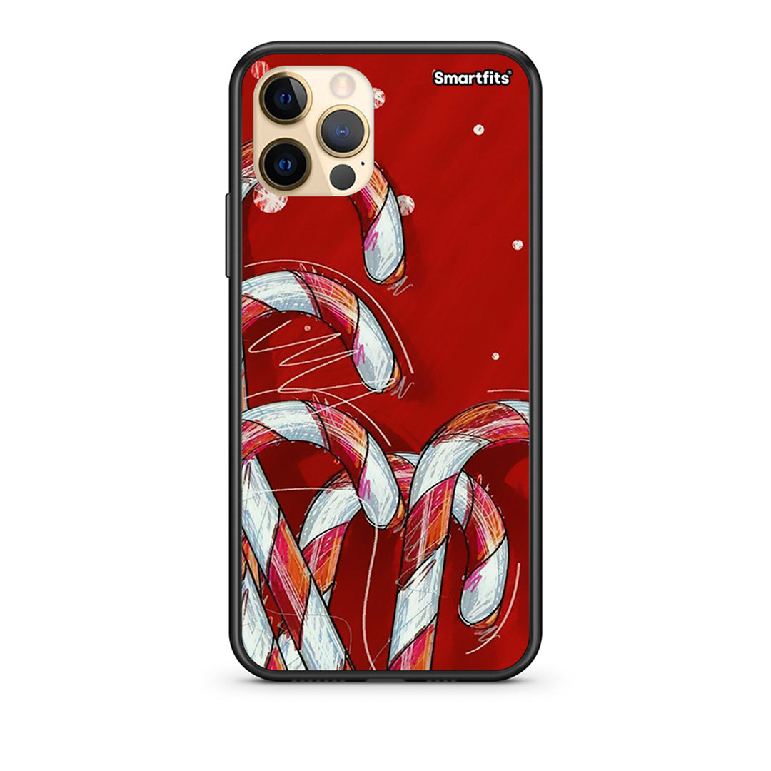 Θήκη iPhone 12 Candy Cane από τη Smartfits με σχέδιο στο πίσω μέρος και μαύρο περίβλημα | iPhone 12 Candy Cane case with colorful back and black bezels