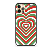 Thumbnail for Θήκη iPhone 12 Christmas Hearts από τη Smartfits με σχέδιο στο πίσω μέρος και μαύρο περίβλημα | iPhone 12 Christmas Hearts case with colorful back and black bezels