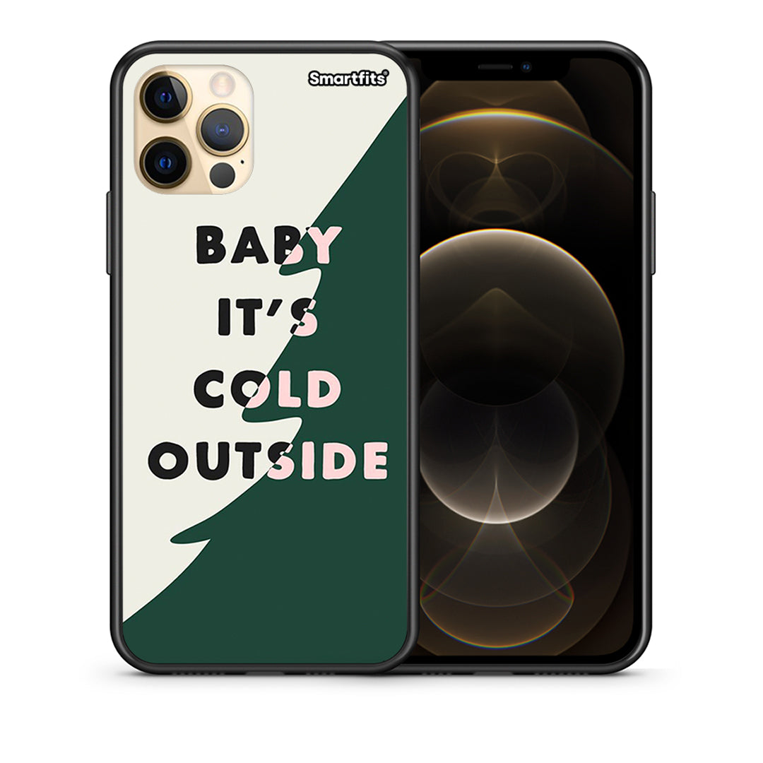 Θήκη iPhone 12 Cold Outside από τη Smartfits με σχέδιο στο πίσω μέρος και μαύρο περίβλημα | iPhone 12 Cold Outside case with colorful back and black bezels