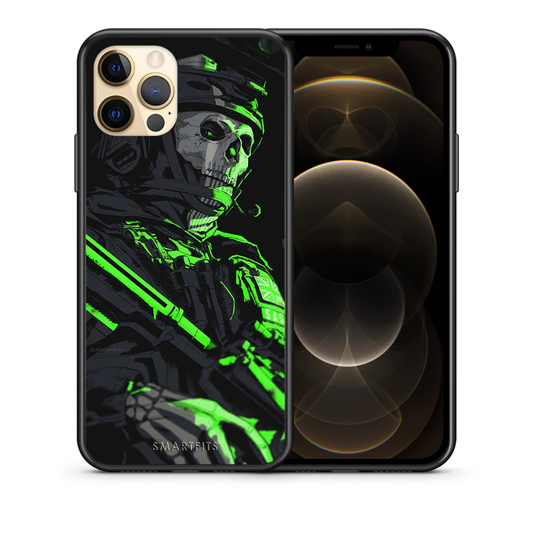 Θήκη Αγίου Βαλεντίνου iPhone 12 Green Soldier από τη Smartfits με σχέδιο στο πίσω μέρος και μαύρο περίβλημα | iPhone 12 Green Soldier case with colorful back and black bezels