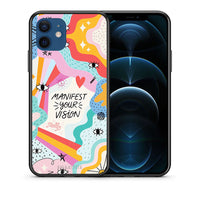 Thumbnail for Θήκη iPhone 12 Manifest Your Vision από τη Smartfits με σχέδιο στο πίσω μέρος και μαύρο περίβλημα | iPhone 12 Manifest Your Vision case with colorful back and black bezels