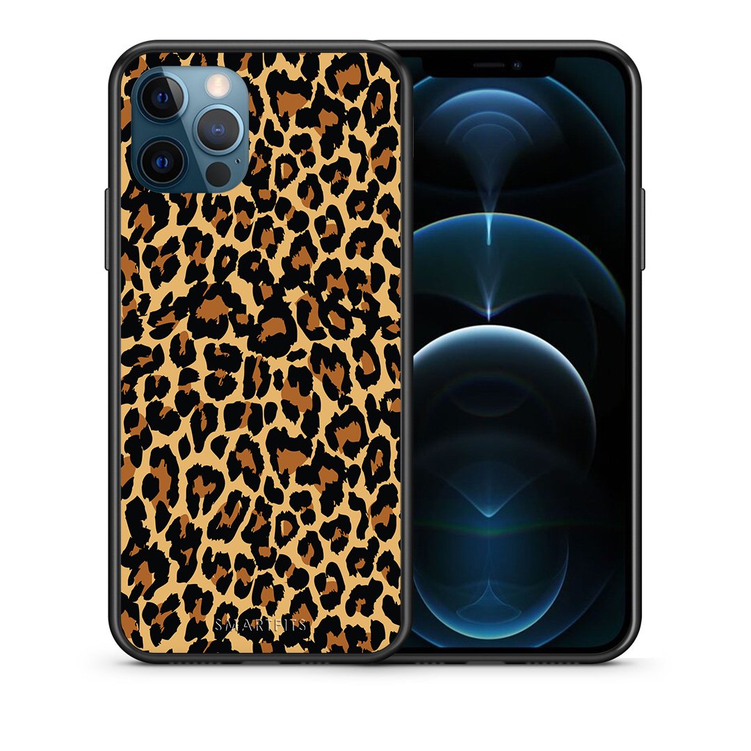 Θήκη iPhone 12 Pro Max Leopard Animal από τη Smartfits με σχέδιο στο πίσω μέρος και μαύρο περίβλημα | iPhone 12 Pro Max Leopard Animal case with colorful back and black bezels