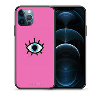 Thumbnail for Θήκη iPhone 12 Pro Max Blue Eye Pink από τη Smartfits με σχέδιο στο πίσω μέρος και μαύρο περίβλημα | iPhone 12 Pro Max Blue Eye Pink case with colorful back and black bezels