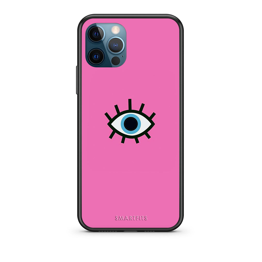 iPhone 12 Pro Max Blue Eye Pink θήκη από τη Smartfits με σχέδιο στο πίσω μέρος και μαύρο περίβλημα | Smartphone case with colorful back and black bezels by Smartfits