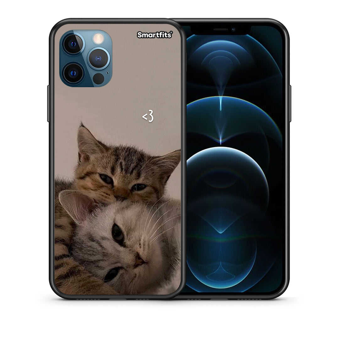 Θήκη iPhone 12 Pro Max Cats In Love από τη Smartfits με σχέδιο στο πίσω μέρος και μαύρο περίβλημα | iPhone 12 Pro Max Cats In Love case with colorful back and black bezels