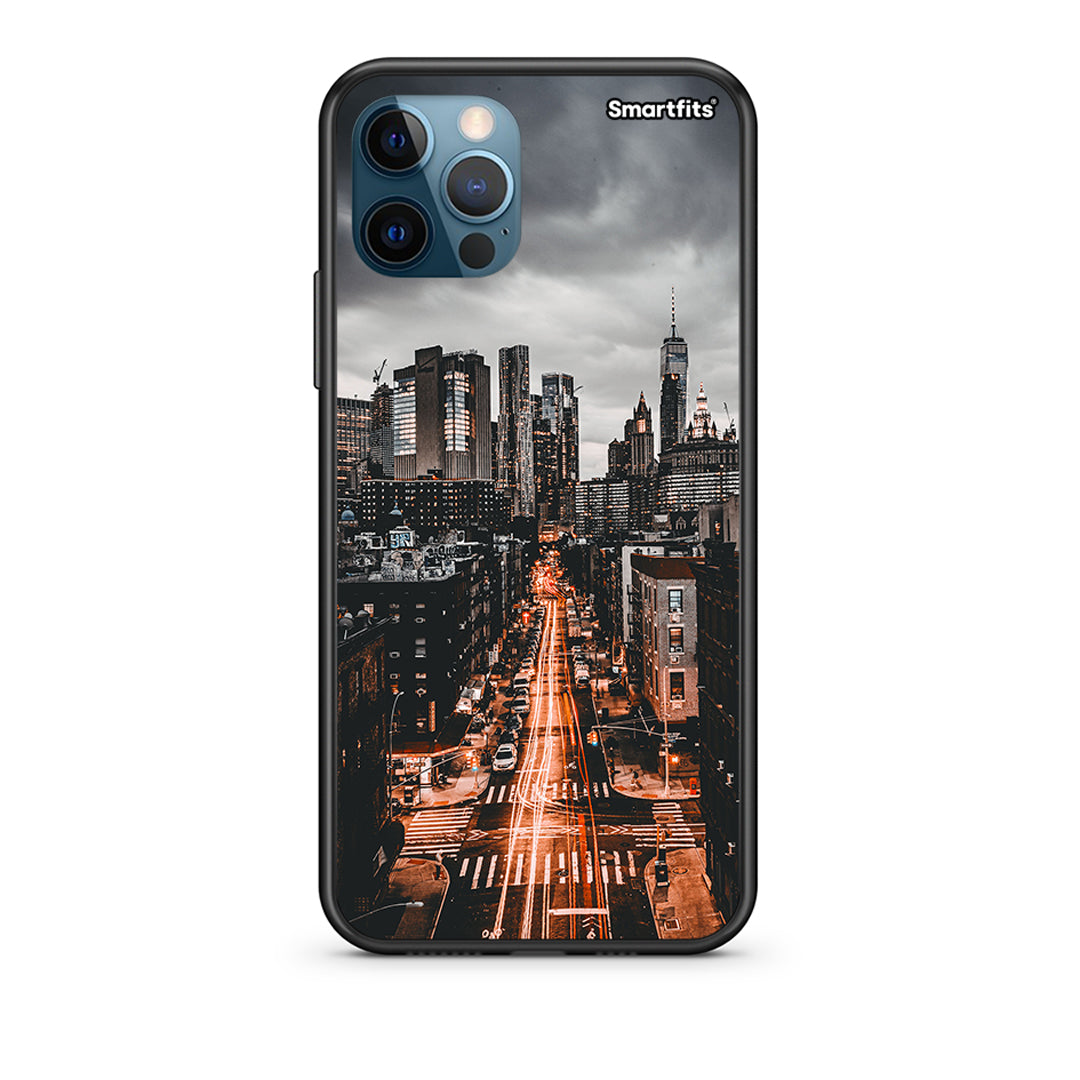 iPhone 12 Pro Max City Lights Θήκη από τη Smartfits με σχέδιο στο πίσω μέρος και μαύρο περίβλημα | Smartphone case with colorful back and black bezels by Smartfits