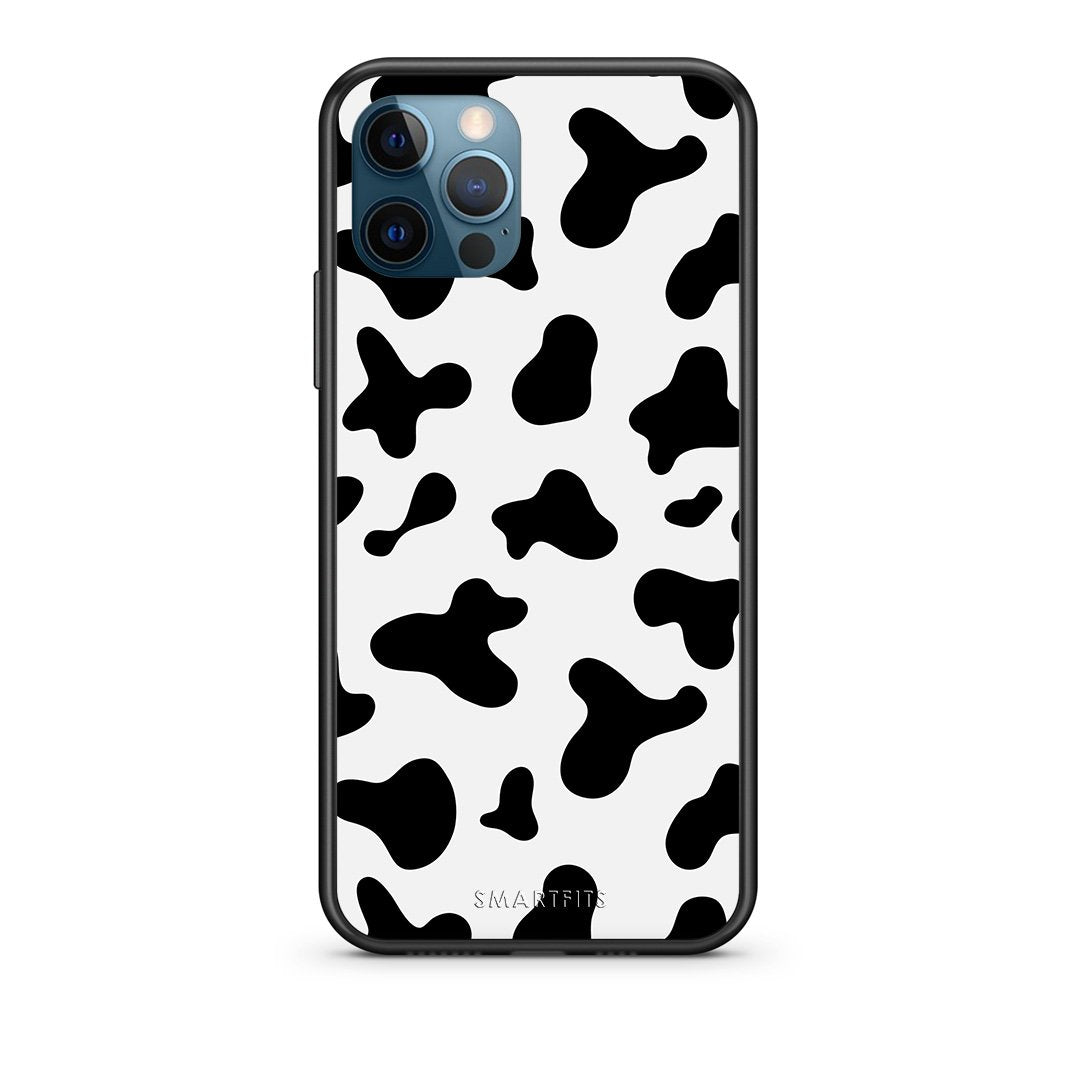 iPhone 12 Pro Max Cow Print θήκη από τη Smartfits με σχέδιο στο πίσω μέρος και μαύρο περίβλημα | Smartphone case with colorful back and black bezels by Smartfits