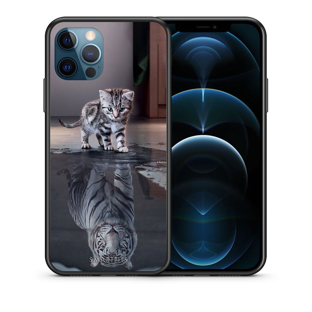 Θήκη iPhone 12 Pro Max Tiger Cute από τη Smartfits με σχέδιο στο πίσω μέρος και μαύρο περίβλημα | iPhone 12 Pro Max Tiger Cute case with colorful back and black bezels