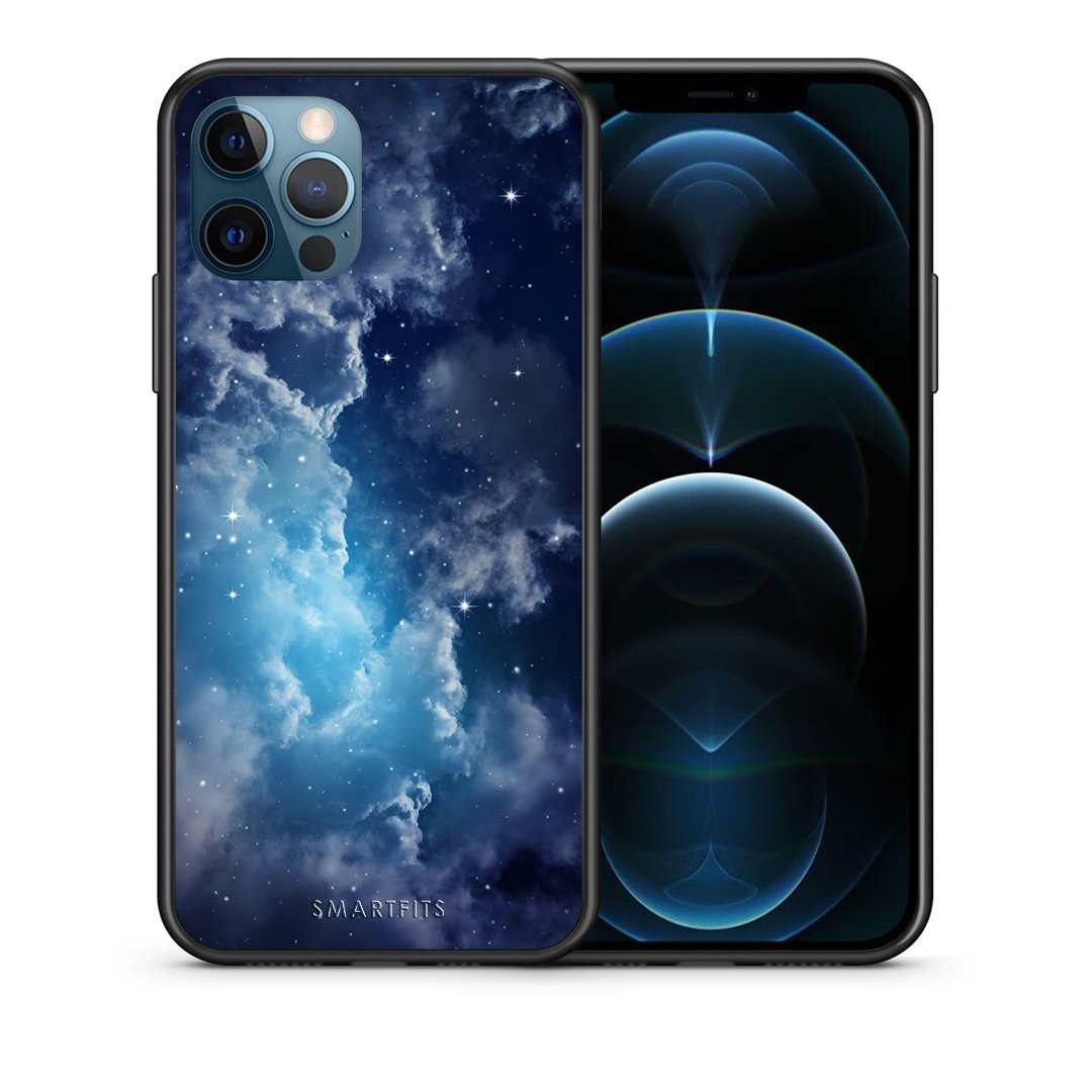 Θήκη iPhone 12 Pro Max Blue Sky Galaxy από τη Smartfits με σχέδιο στο πίσω μέρος και μαύρο περίβλημα | iPhone 12 Pro Max Blue Sky Galaxy case with colorful back and black bezels