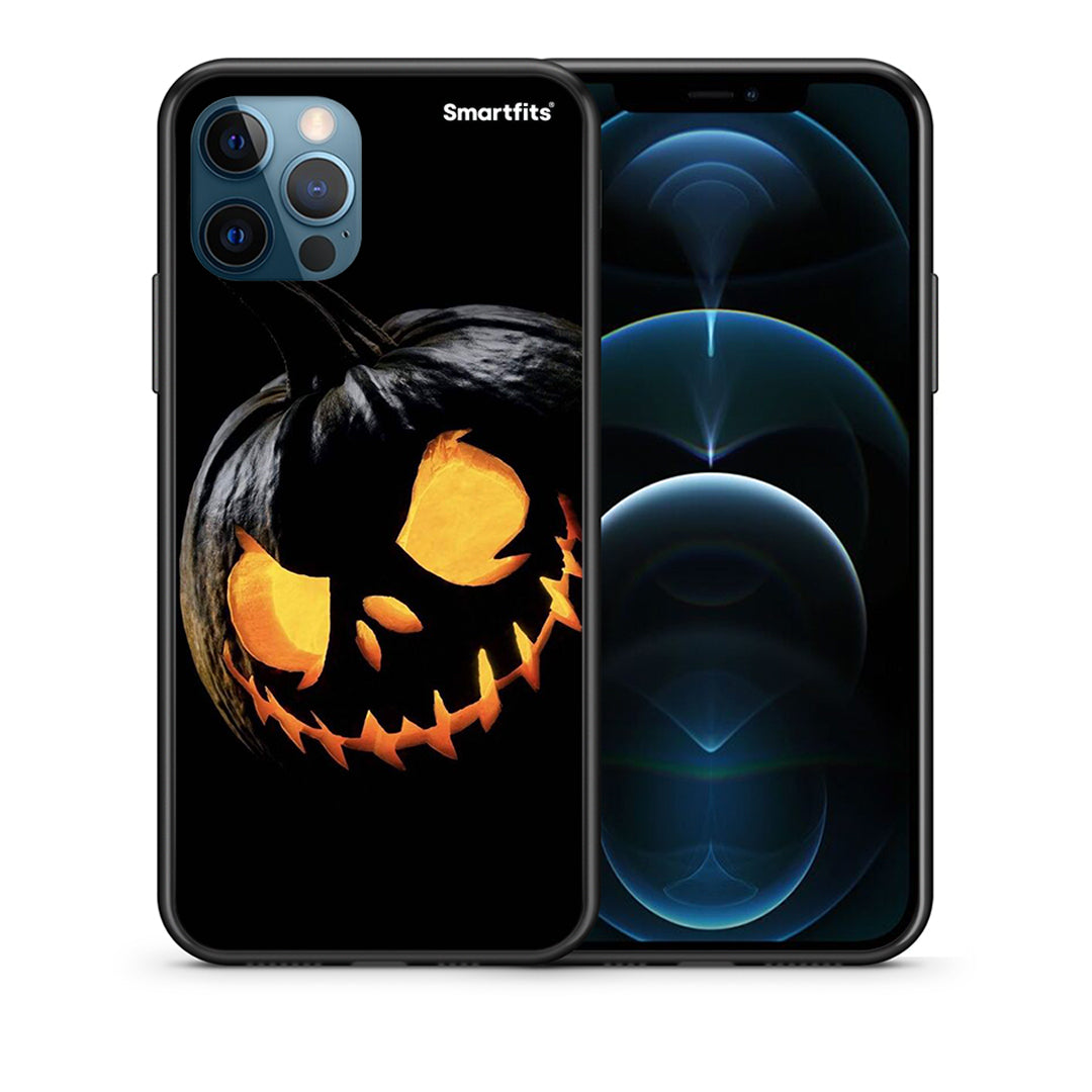 Θήκη iPhone 12 Pro Max Halloween Scary Pumpkin από τη Smartfits με σχέδιο στο πίσω μέρος και μαύρο περίβλημα | iPhone 12 Pro Max Halloween Scary Pumpkin case with colorful back and black bezels