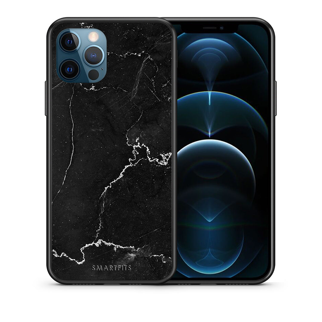 Θήκη iPhone 12 Pro Max Marble Black από τη Smartfits με σχέδιο στο πίσω μέρος και μαύρο περίβλημα | iPhone 12 Pro Max Marble Black case with colorful back and black bezels