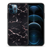 Thumbnail for Θήκη iPhone 12 Pro Max Black Rosegold Marble από τη Smartfits με σχέδιο στο πίσω μέρος και μαύρο περίβλημα | iPhone 12 Pro Max Black Rosegold Marble case with colorful back and black bezels