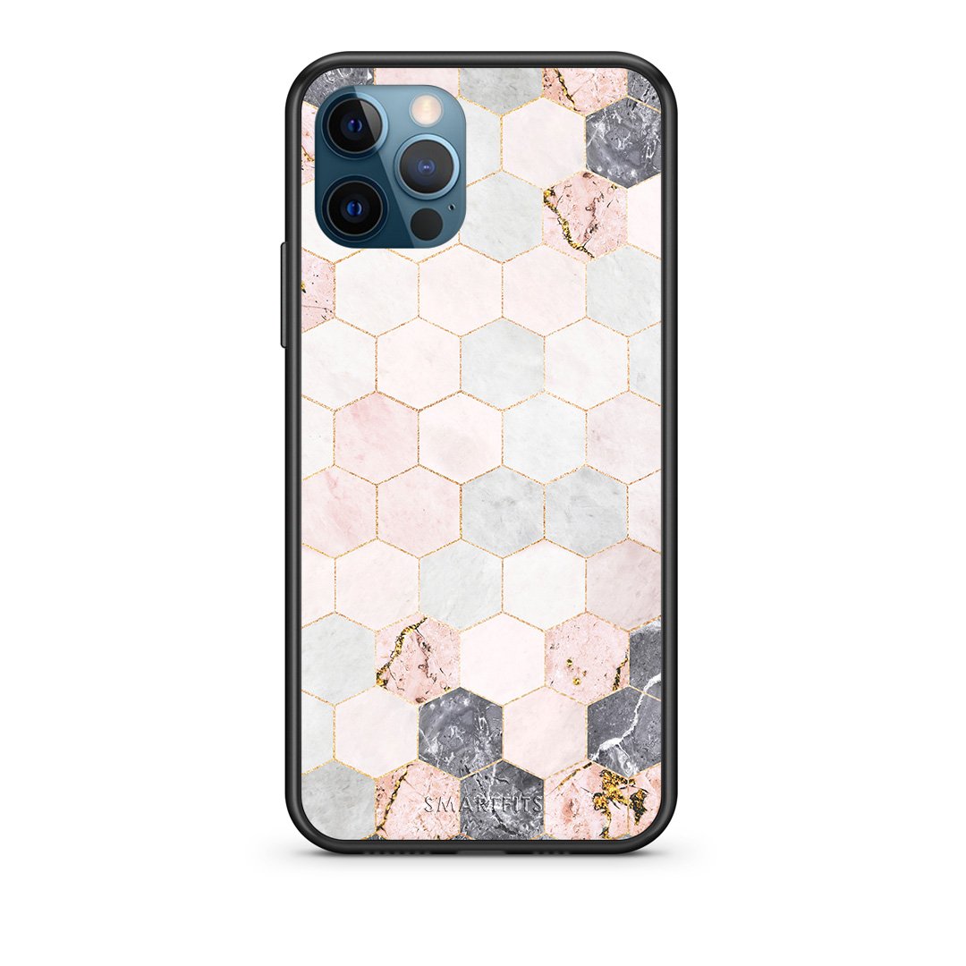 4 - iPhone 12 Pro Max Hexagon Pink Marble case, cover, bumper