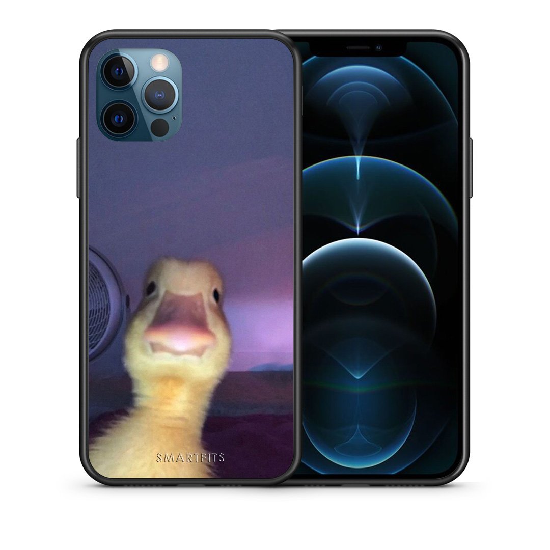 Θήκη iPhone 12 Pro Max Meme Duck από τη Smartfits με σχέδιο στο πίσω μέρος και μαύρο περίβλημα | iPhone 12 Pro Max Meme Duck case with colorful back and black bezels
