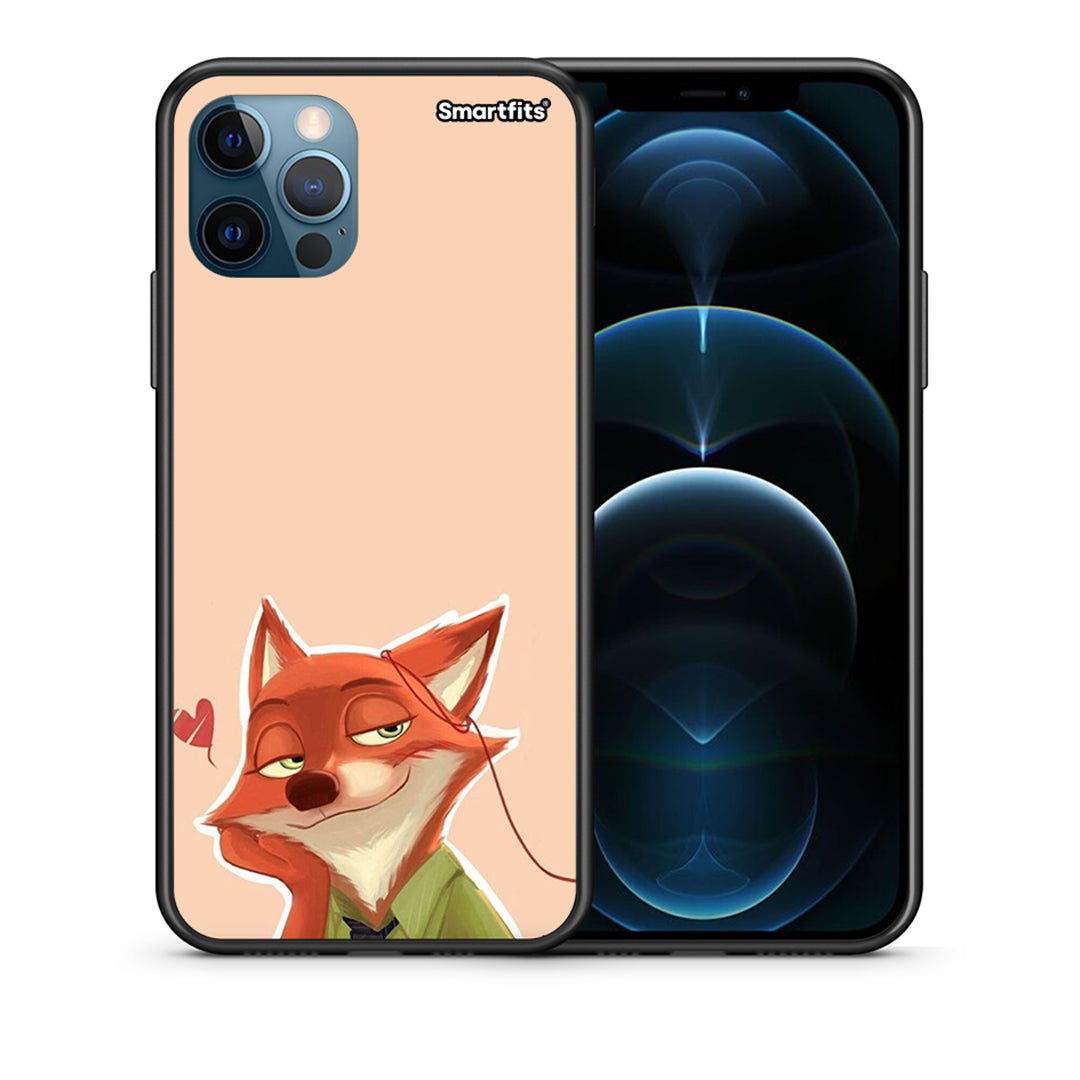 Θήκη iPhone 12 Pro Max Nick Wilde And Judy Hopps Love 1 από τη Smartfits με σχέδιο στο πίσω μέρος και μαύρο περίβλημα | iPhone 12 Pro Max Nick Wilde And Judy Hopps Love 1 case with colorful back and black bezels