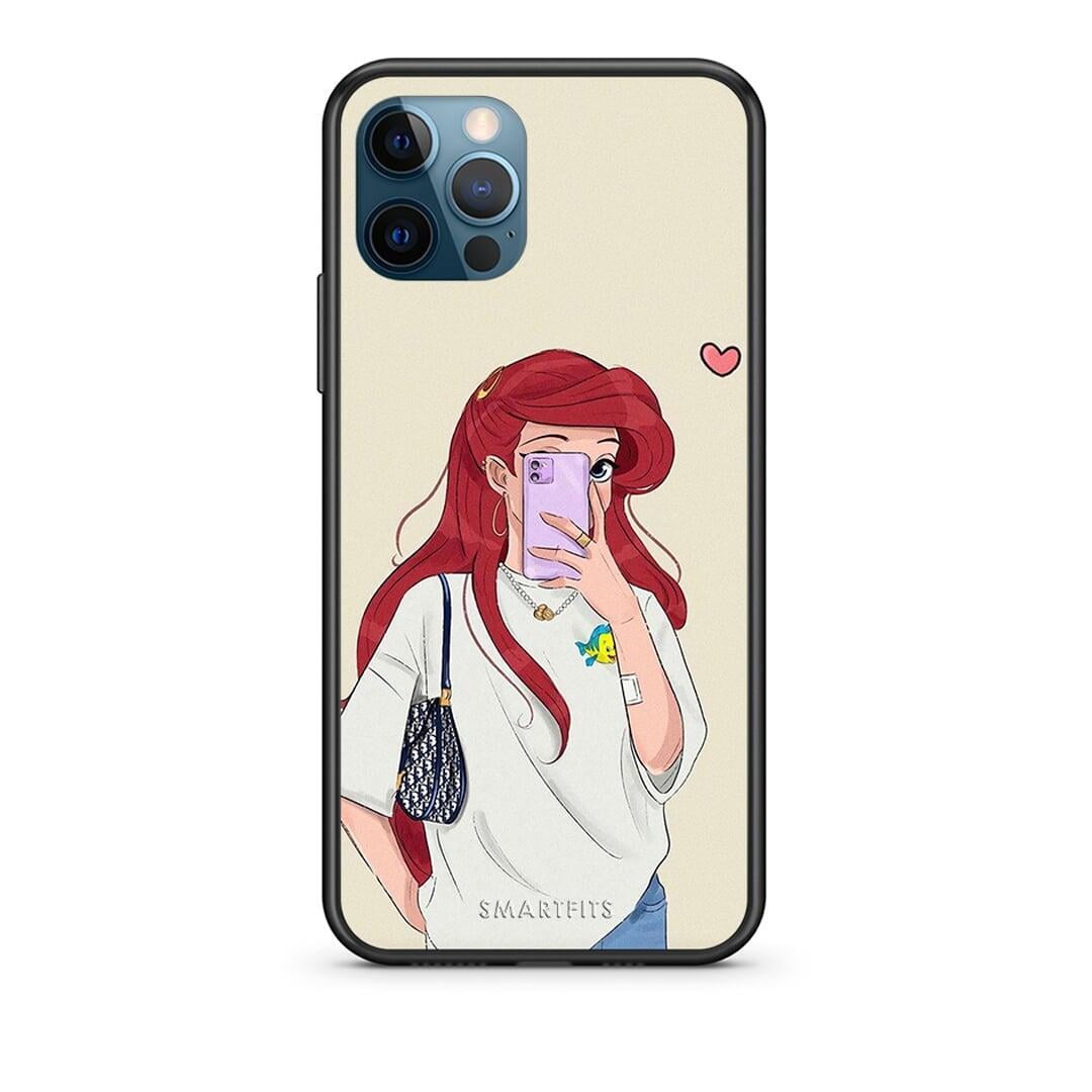 iPhone 12 Pro Max Walking Mermaid Θήκη από τη Smartfits με σχέδιο στο πίσω μέρος και μαύρο περίβλημα | Smartphone case with colorful back and black bezels by Smartfits