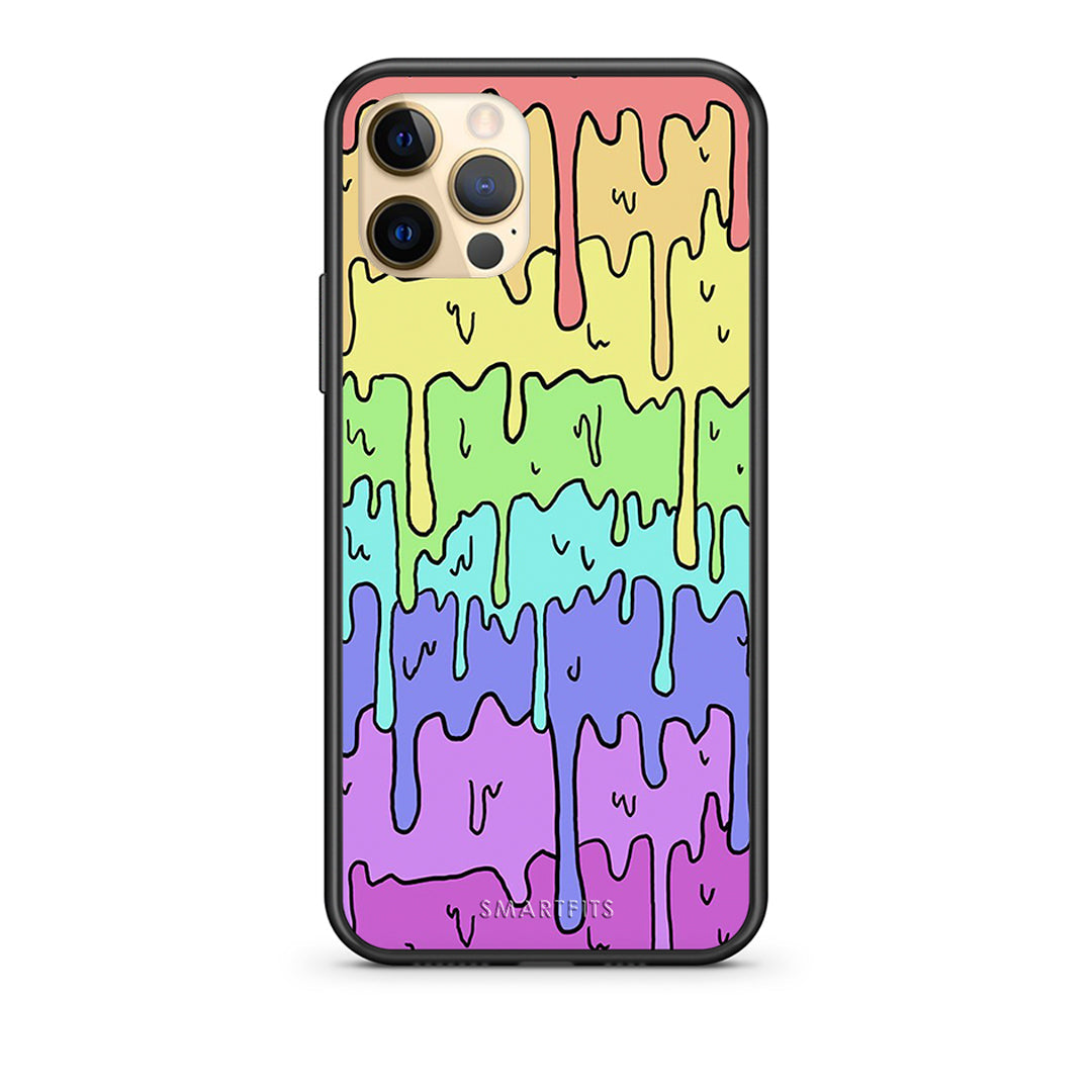 Θήκη iPhone 12 Melting Rainbow από τη Smartfits με σχέδιο στο πίσω μέρος και μαύρο περίβλημα | iPhone 12 Melting Rainbow case with colorful back and black bezels