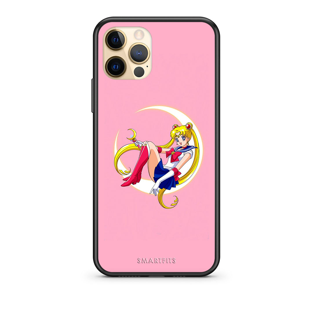 Θήκη iPhone 12 Moon Girl από τη Smartfits με σχέδιο στο πίσω μέρος και μαύρο περίβλημα | iPhone 12 Moon Girl case with colorful back and black bezels