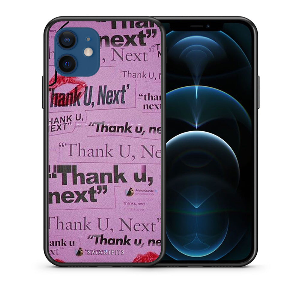 Θήκη Αγίου Βαλεντίνου iPhone 12 Pro Thank You Next από τη Smartfits με σχέδιο στο πίσω μέρος και μαύρο περίβλημα | iPhone 12 Pro Thank You Next case with colorful back and black bezels