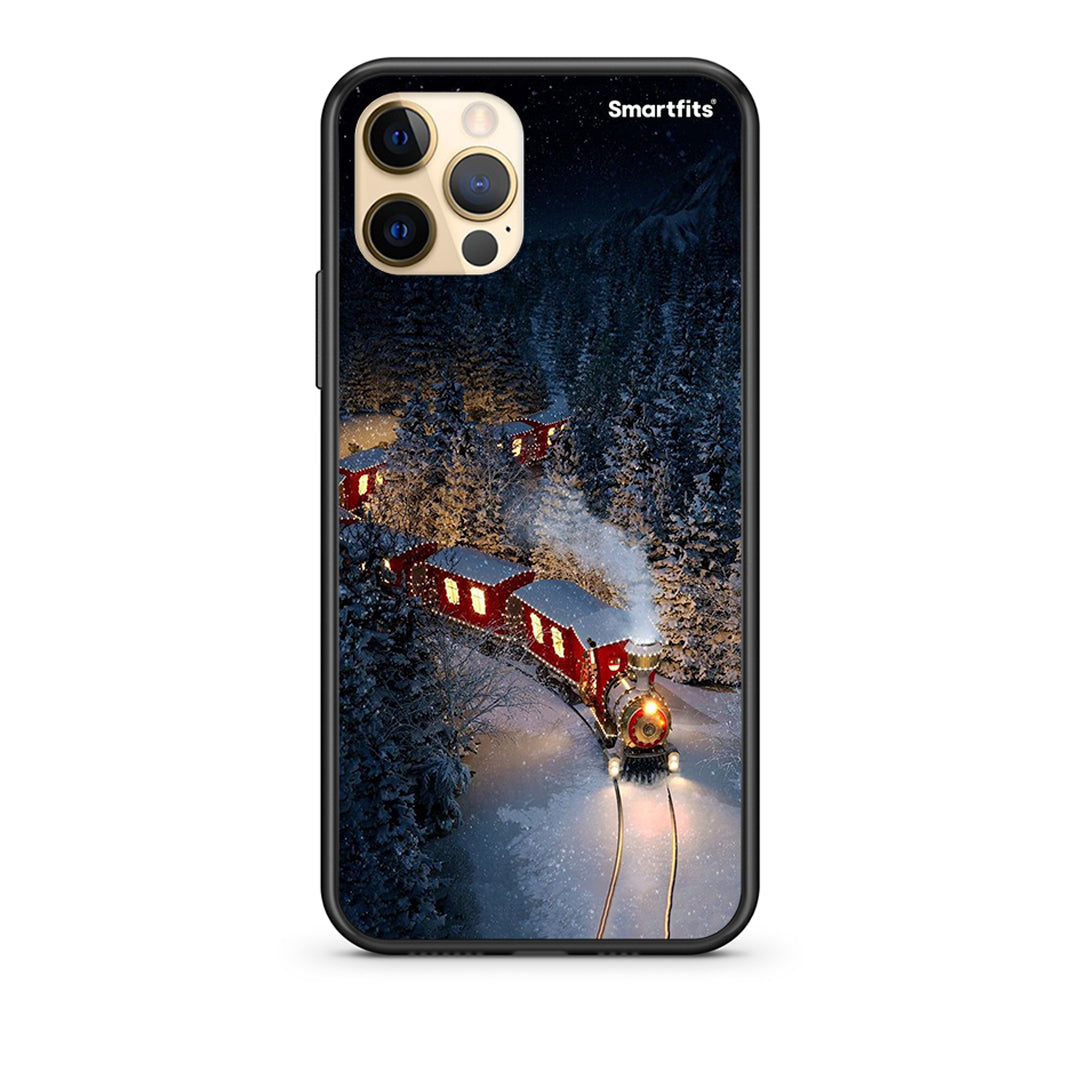 Θήκη iPhone 12 Xmas Train από τη Smartfits με σχέδιο στο πίσω μέρος και μαύρο περίβλημα | iPhone 12 Xmas Train case with colorful back and black bezels