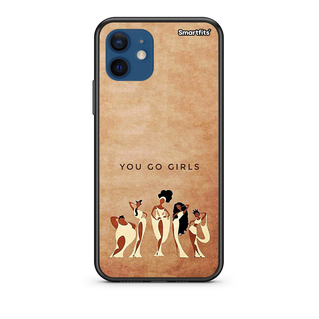 Θήκη iPhone 12 You Go Girl από τη Smartfits με σχέδιο στο πίσω μέρος και μαύρο περίβλημα | iPhone 12 You Go Girl case with colorful back and black bezels