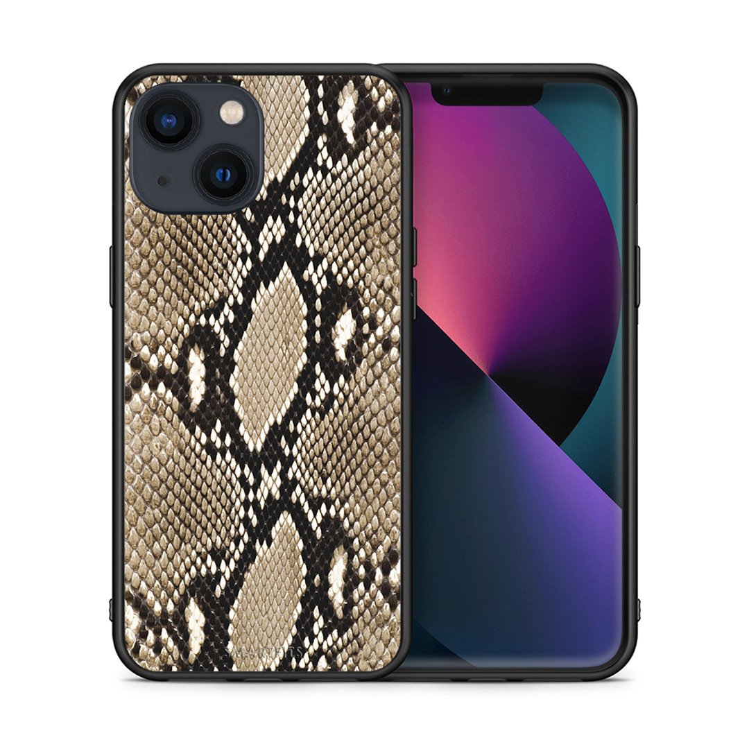 Θήκη iPhone 13 Fashion Snake Animal από τη Smartfits με σχέδιο στο πίσω μέρος και μαύρο περίβλημα | iPhone 13 Fashion Snake Animal case with colorful back and black bezels