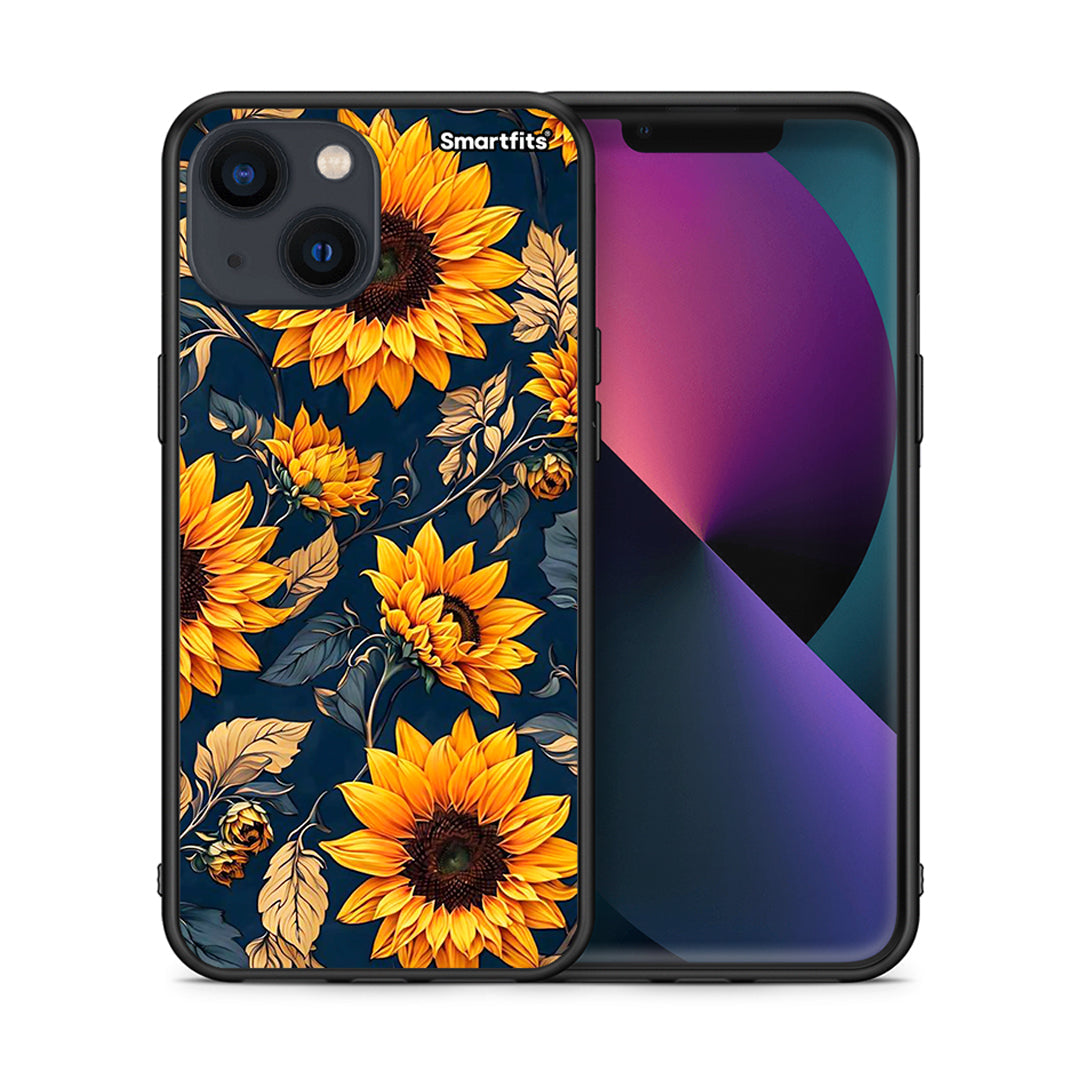 Θήκη iPhone 13 Autumn Sunflowers από τη Smartfits με σχέδιο στο πίσω μέρος και μαύρο περίβλημα | iPhone 13 Autumn Sunflowers case with colorful back and black bezels